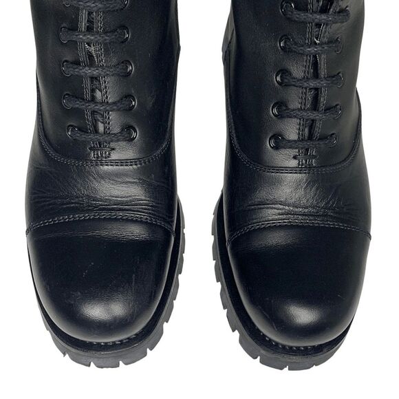Gucci Royan Lace Up Combat Ankle Boot EU 38 US 8 Black Leather Double GG Logo - Picture 5 of 10